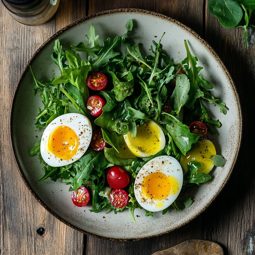 Весняний салат з молодою зеленню та яйцем