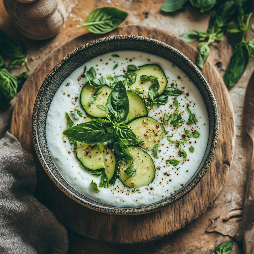 Літній суп з кабачків з свіжими травами