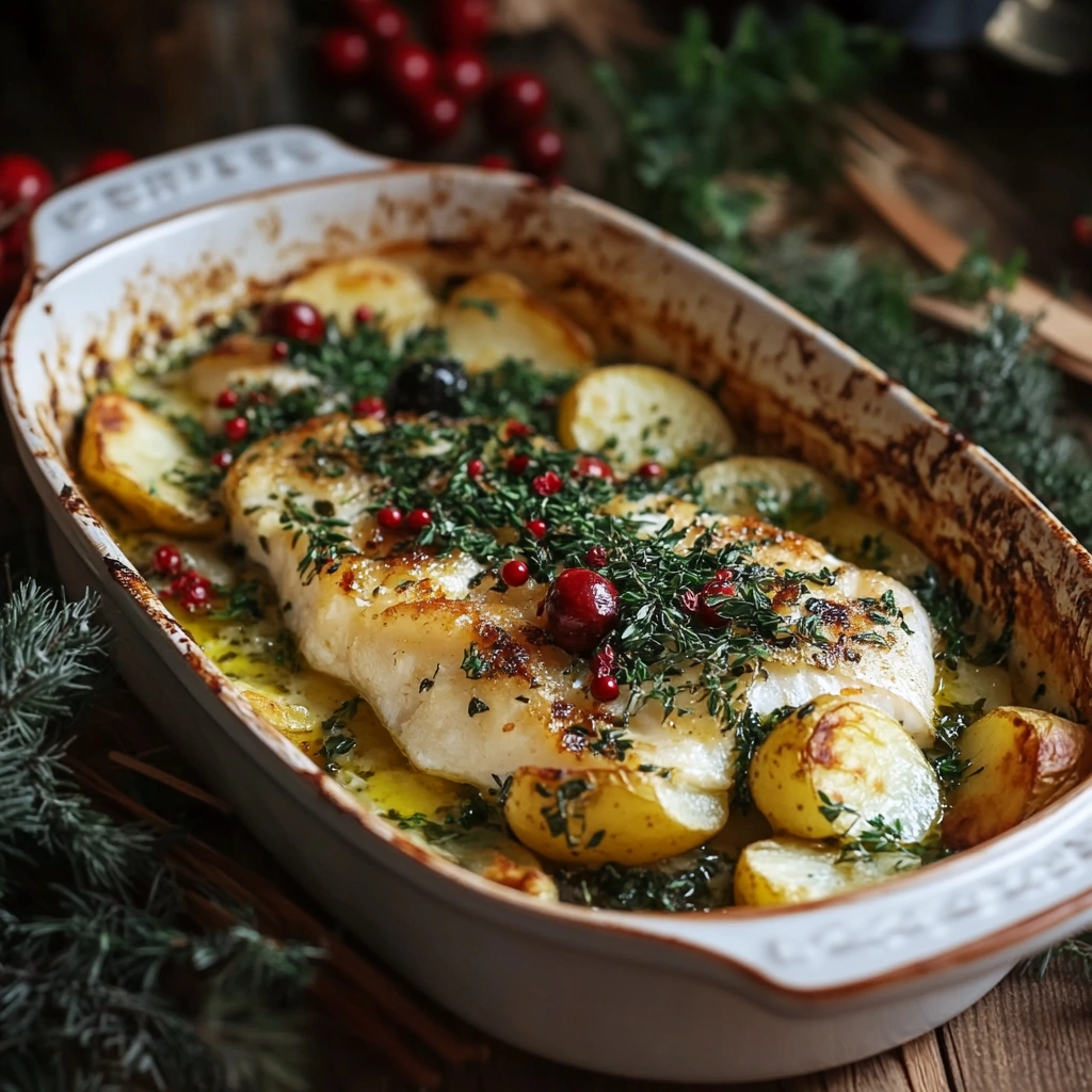 Зимова запіканка з рибою та картоплею